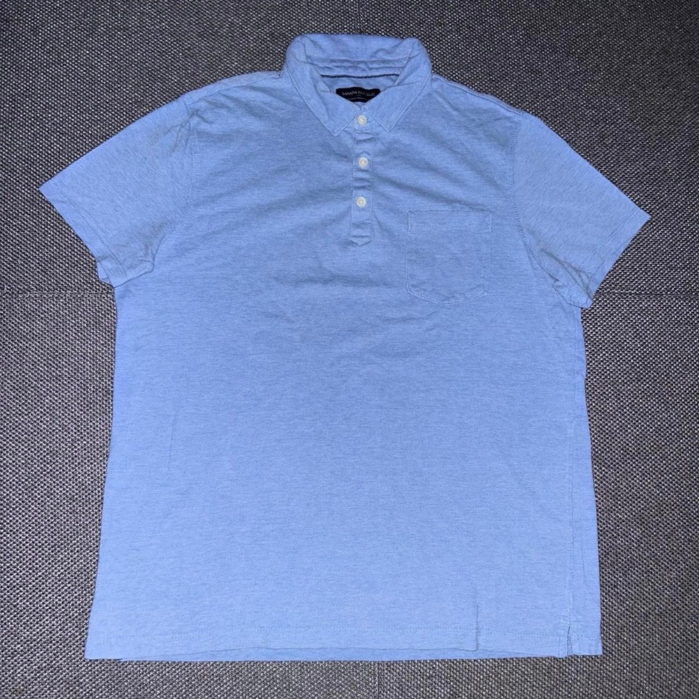 Banana Republic Wicking Pique Blue Short Sleeve Pocket Polo Size Shirt Large
